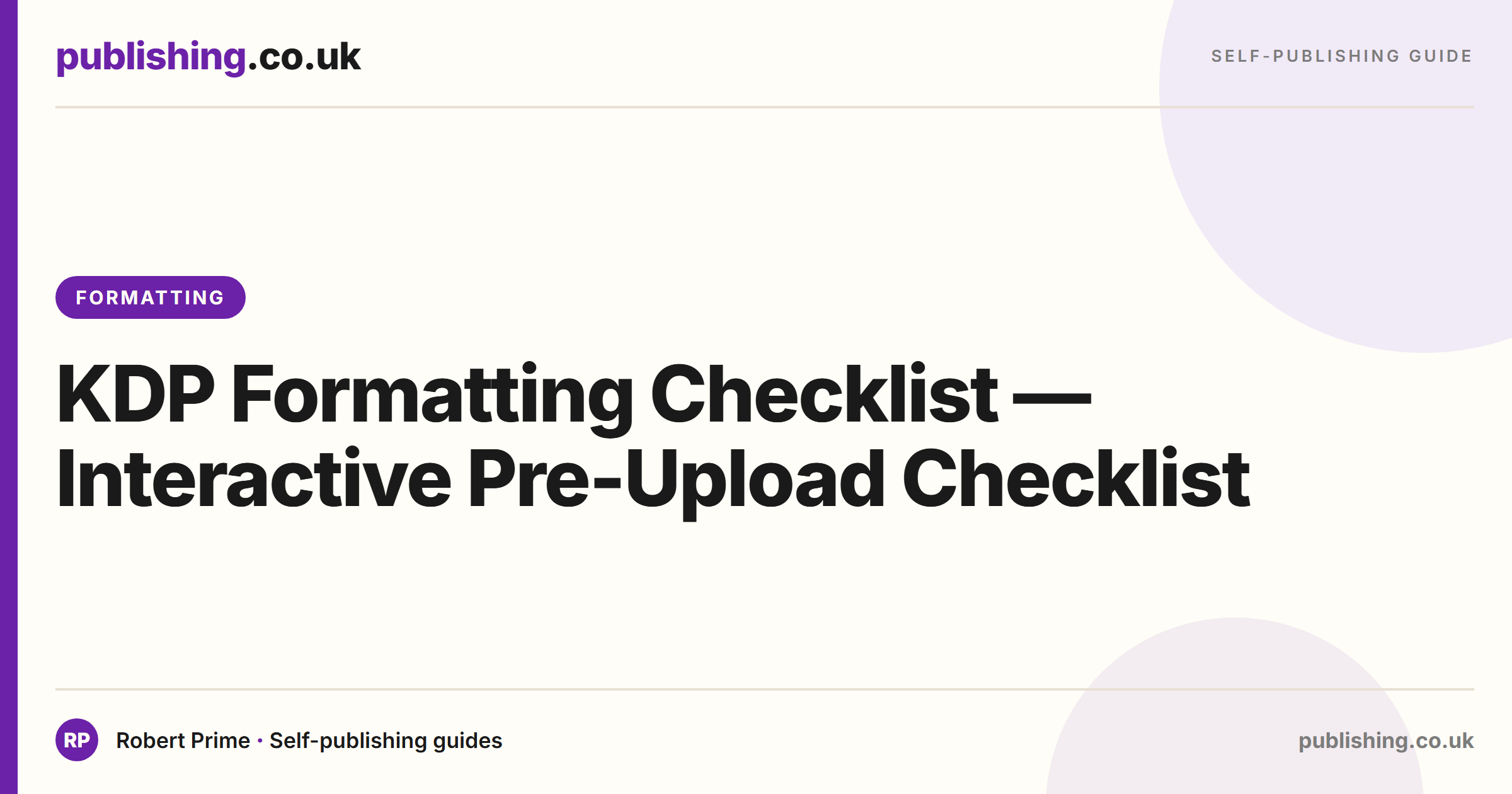 KDP Formatting Checklist — Interactive Pre-Upload Checklist