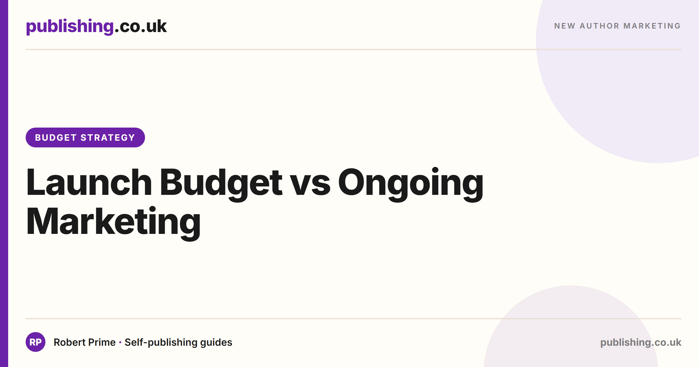 Launch Budget vs Ongoing Marketing: How to Split an Author's Spend