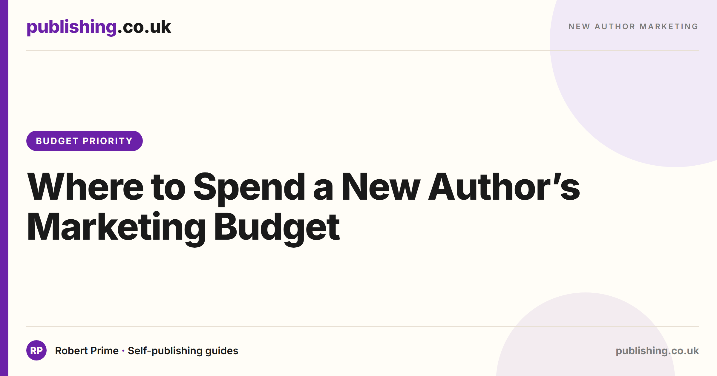 Where to Spend a New Author's Marketing Budget (Priority Order)
